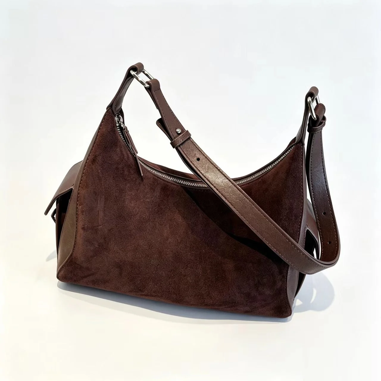 Casual Genuine Leather Shoulder Bag Patchwork Suede and Cow Leather Handbag Women Fashion Ladies Cross-body Bag