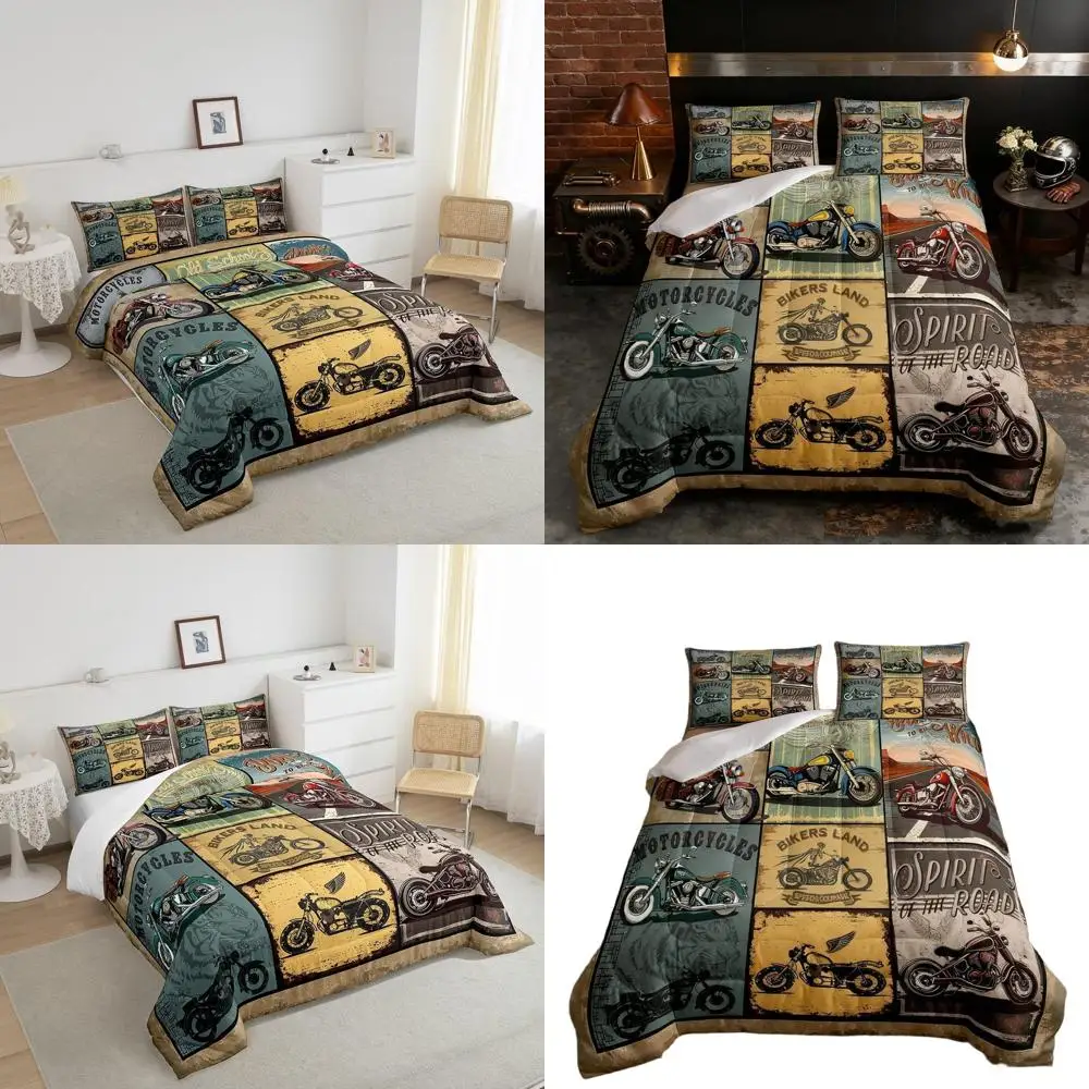 

Набор мотоциклетных одеял в винтажном стиле для мальчиков, мужчин и подростков — ретро, дизайн старой школы, идеально подходит для любителей экстремальных видов спорта, королевы