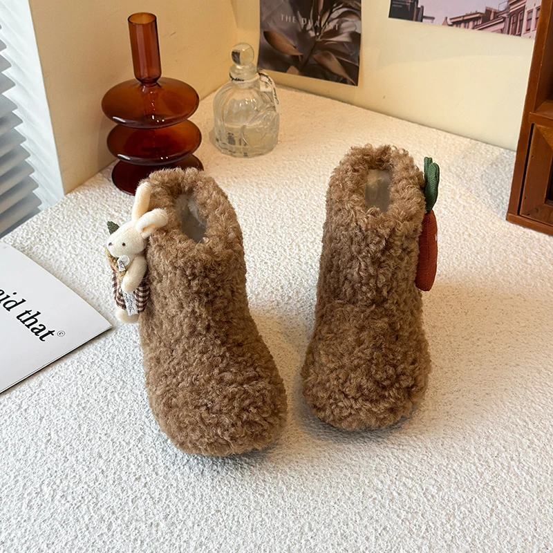 Winter Girls Furry Plush Boots - Kids Outdoor Boots ulasan dan harga
