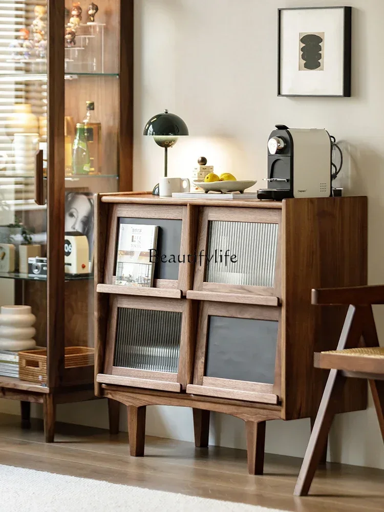 

LJYLD30*Japanese Retro Small Side Cabinet Bookcase Living Room Entrance Storage Sideboard Cabinet