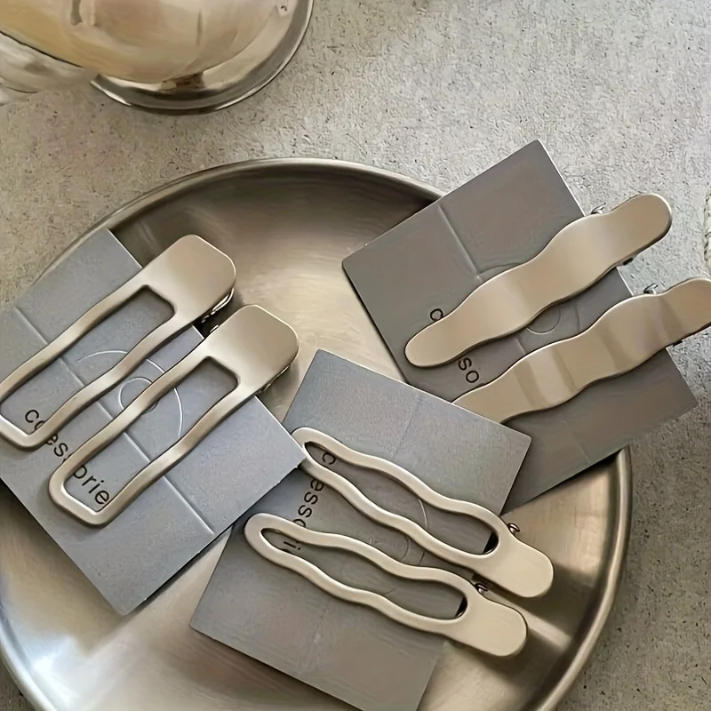6 Stück silberne Metall-Haarspangen, gewellt, geometrisch, Wassertropfen, 3 Stile, Pony-Haarspangen, modische Haar-Accessoires, Geschenk für Frauen – Detail 5