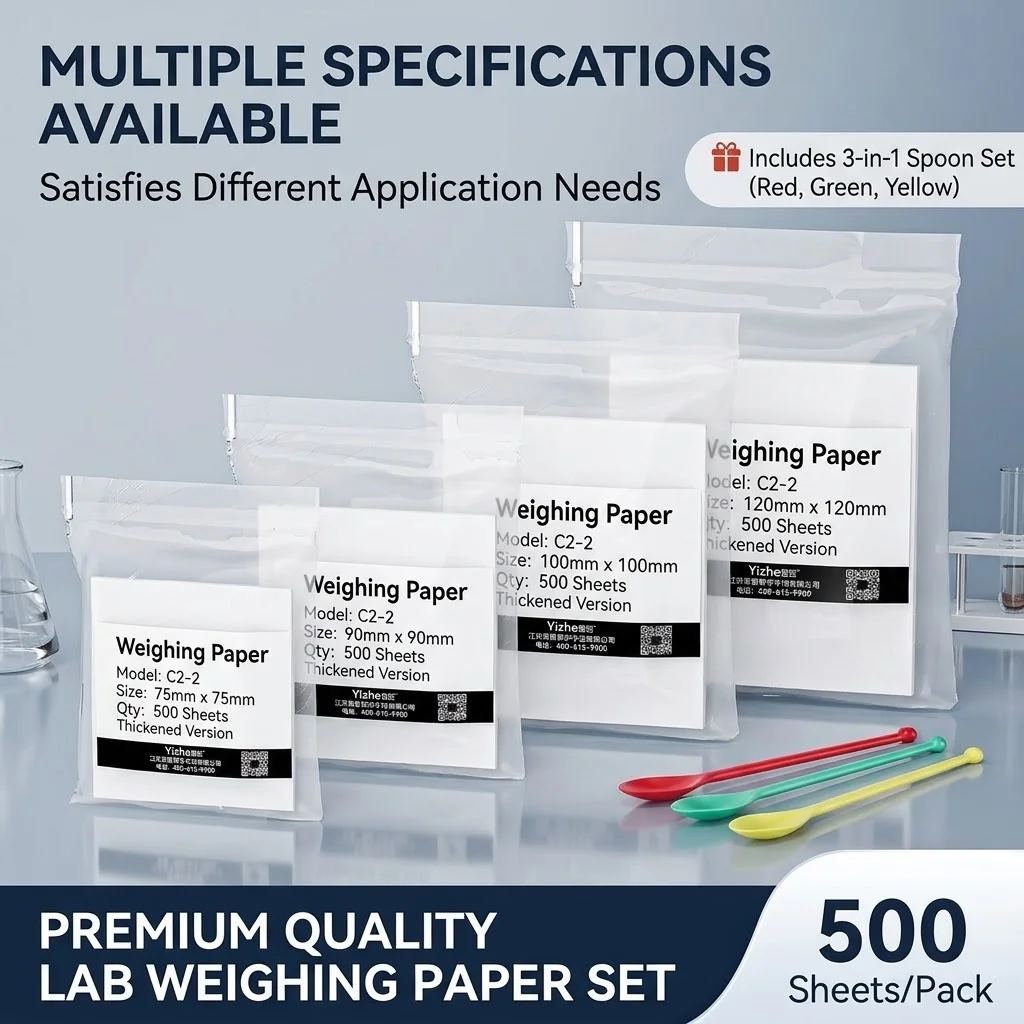 Xin Tester 500-1500 Sheets 75/90/100/120mm Lab Weighing Paper Non-Stick Spoons Set Thickened Balance Powder Transfer Parchment