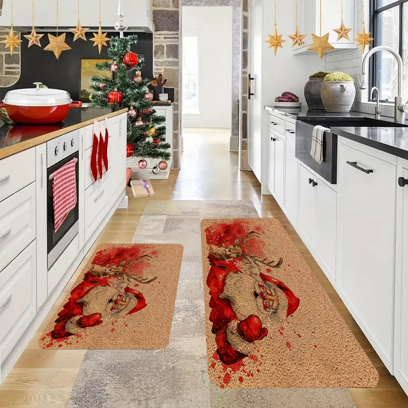 

Christmas Decor Doormat Entrance Door Mat Kitchen Carpet Holiday Decorations Room Mats Rugs New Year Gift Decoration Carpets