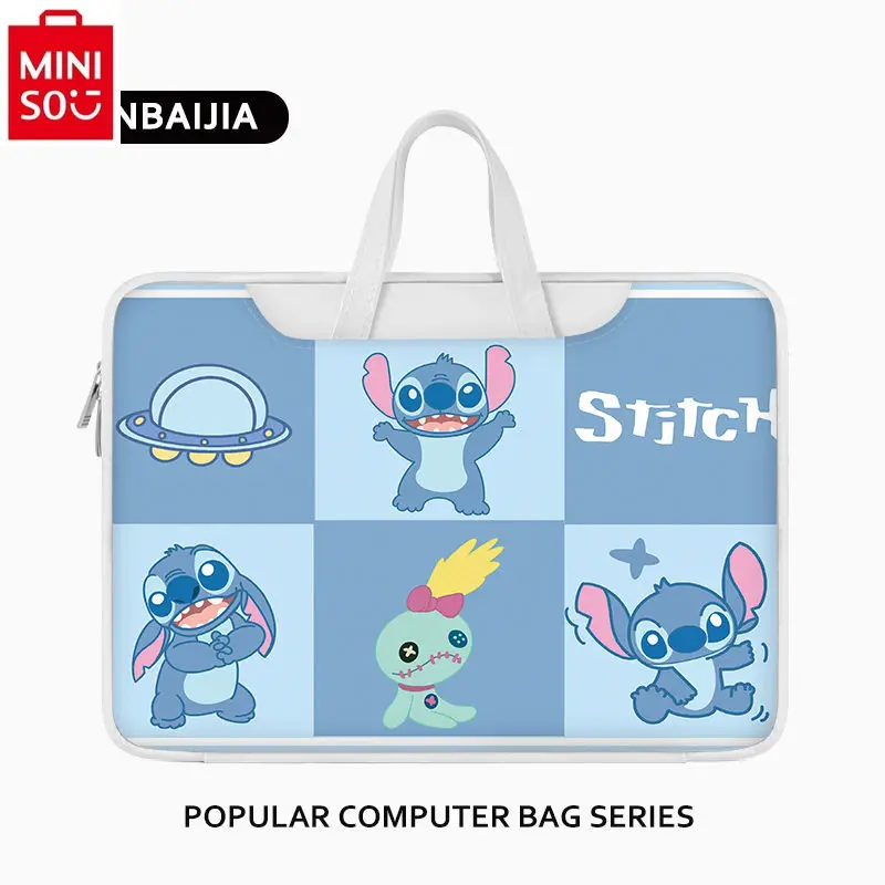 MINISO Disney Cartoon Anime Stitch Laptop Bag Suitable for 15.6air13.3 Student Learning and Storage Handbag