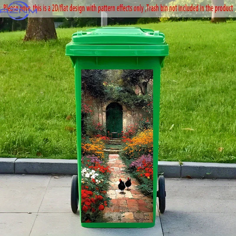2D Flat Printing 1pc 2D Pattern Printed Kitchen Trash Can Sticker xcm 
