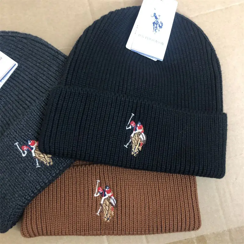 Marca POLO Paul, gorro cálido de invierno de alta calidad, gorro tejido para hombre, gorro grueso para mujer, gorro tejido para ciclismo