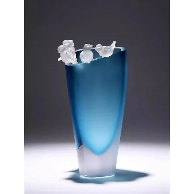 High-end vase glazed sparrow ornament