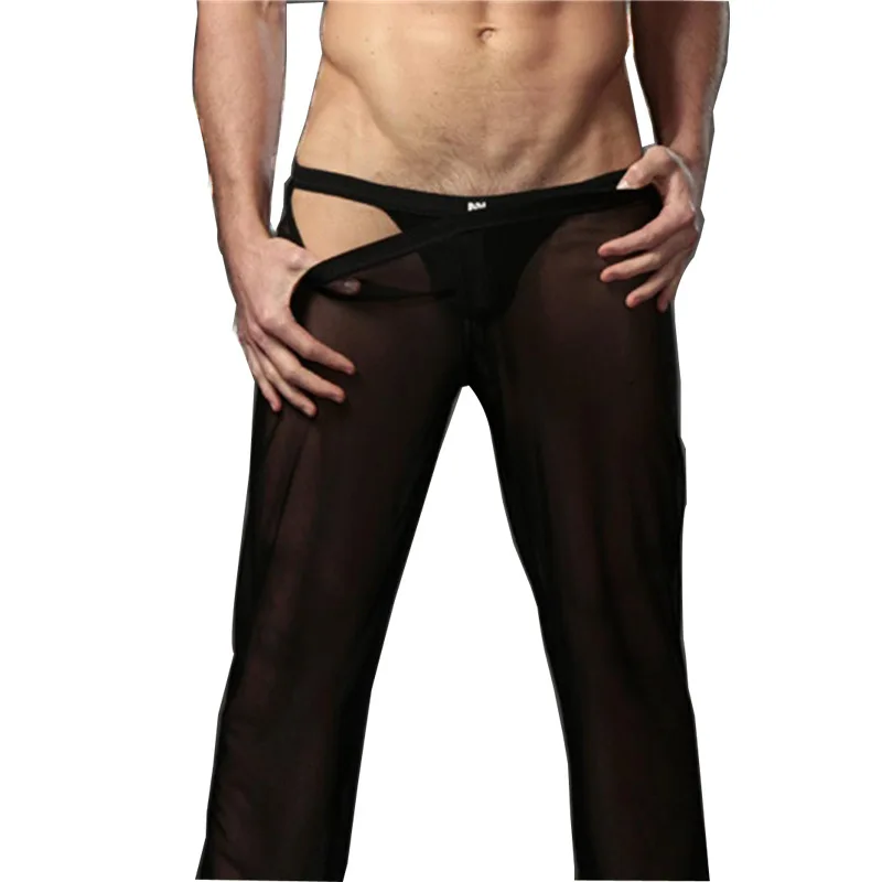 Pantalon taille basse pour homme, lingerie astronomique confortable, maille respirante, pantalon long transparent, vêtements de boîte de nuit, gay