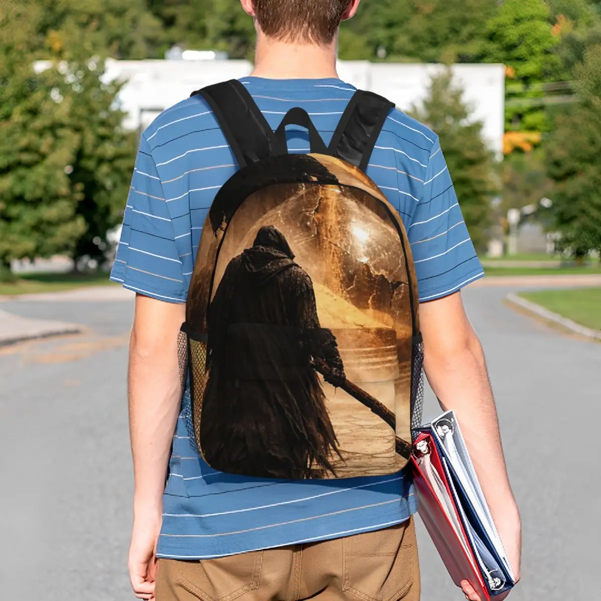 Gothic Grim Reaper And Hourglass Backpack Student BookBag Kids School Bag Computer Shoulder Bags for Boys Girls