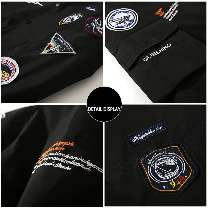 Jaket Berlapis Katun Musim Dingin Pria Jaket Bomber Mantel Jaket Pria Pakaian Luar Bisbol Angkatan Udara Parka Pria Tebal Hangat