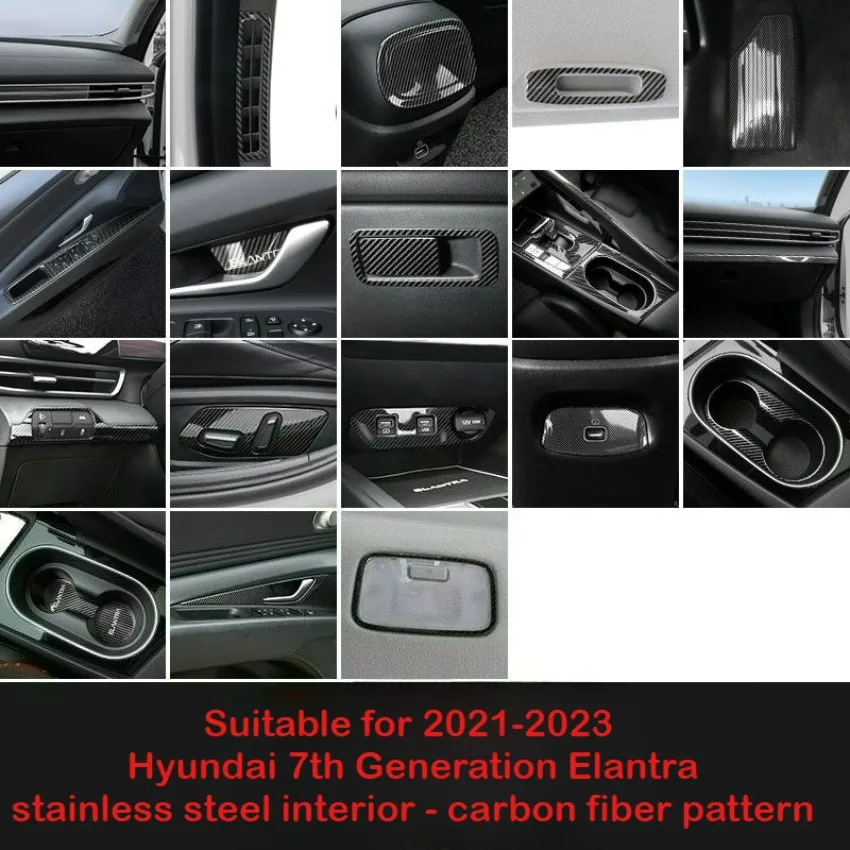 

For 2021-2023 Hyundai Seventh Generation Elantra Central Control Gear Shift Cup Holder Air Vent Stainless Steel Interior