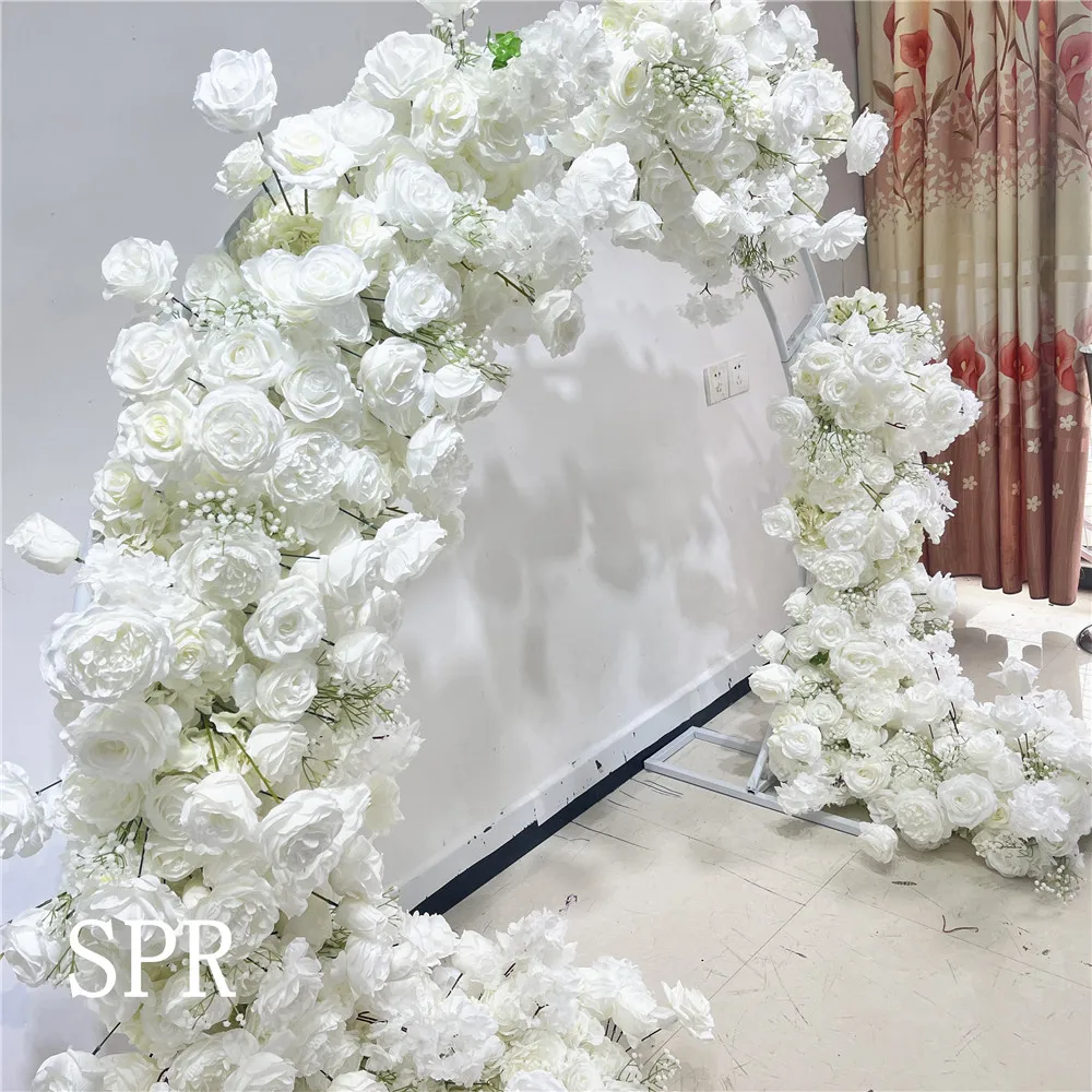 

SPR Decorative Flower Supplies Round Arch Stage Floral Garden Backdrop Ceiling Wedding Entrance flower garland Flower wreath