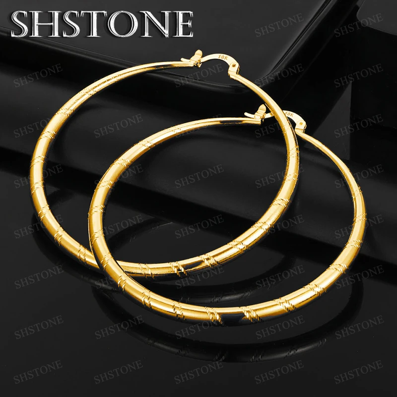 

Горячие новые круглые серьги из 18-каратного золота 40/50/60 мм для женщин и мужчин, обручальные, свадебные, элегантные, красивые ювелирные изделия, серьги-кольца, подарки