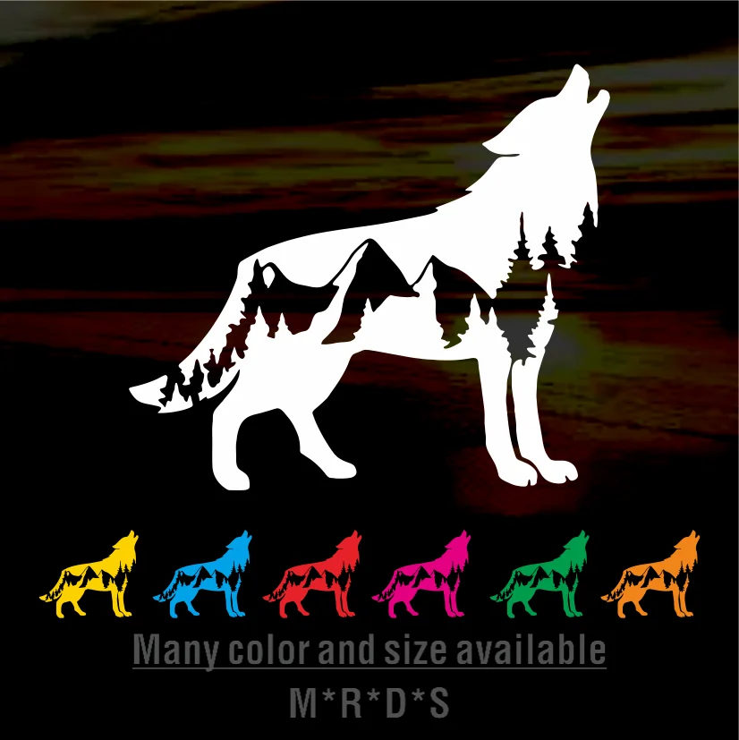 

Wolf Car Sticker Animal and Trees Design Die Cut Decal Outdoor Style Decor Auto Rear Window Windshield Bumper Wolf Vinyl Decal