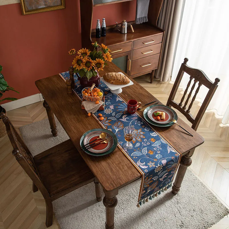 Camino de mesa de comedor con borlas campestres, decoración para boda, fiesta de cumpleaños, Pascua, Navidad, Año Nuevo, Acción de Gracias,