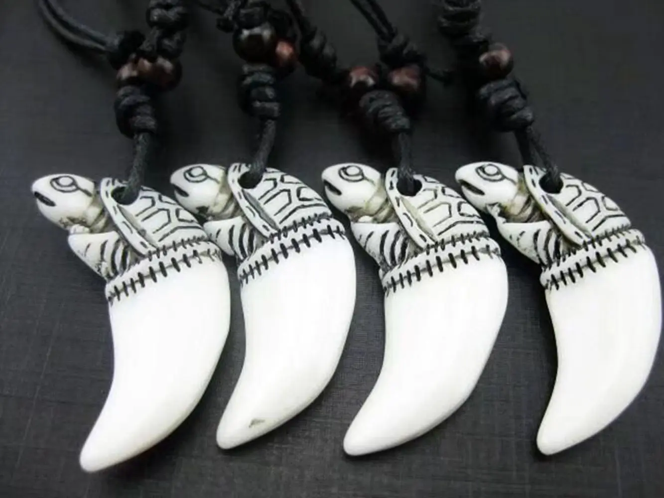 

12 pcs Unique NEW Yak Bone Carved Lucky Pendant Head Necklace Choker gift