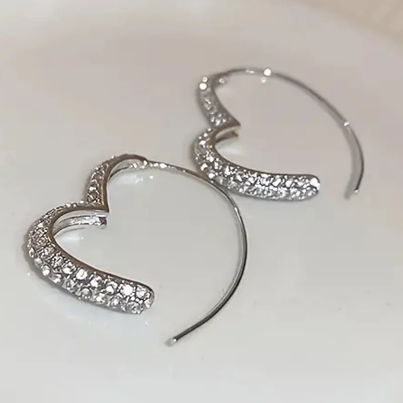 Huitan Heart Shaped Circle Women Earrings with Shining CZ for Wedding Party Engagement Daily Romantic Accessories Jewelry Gift