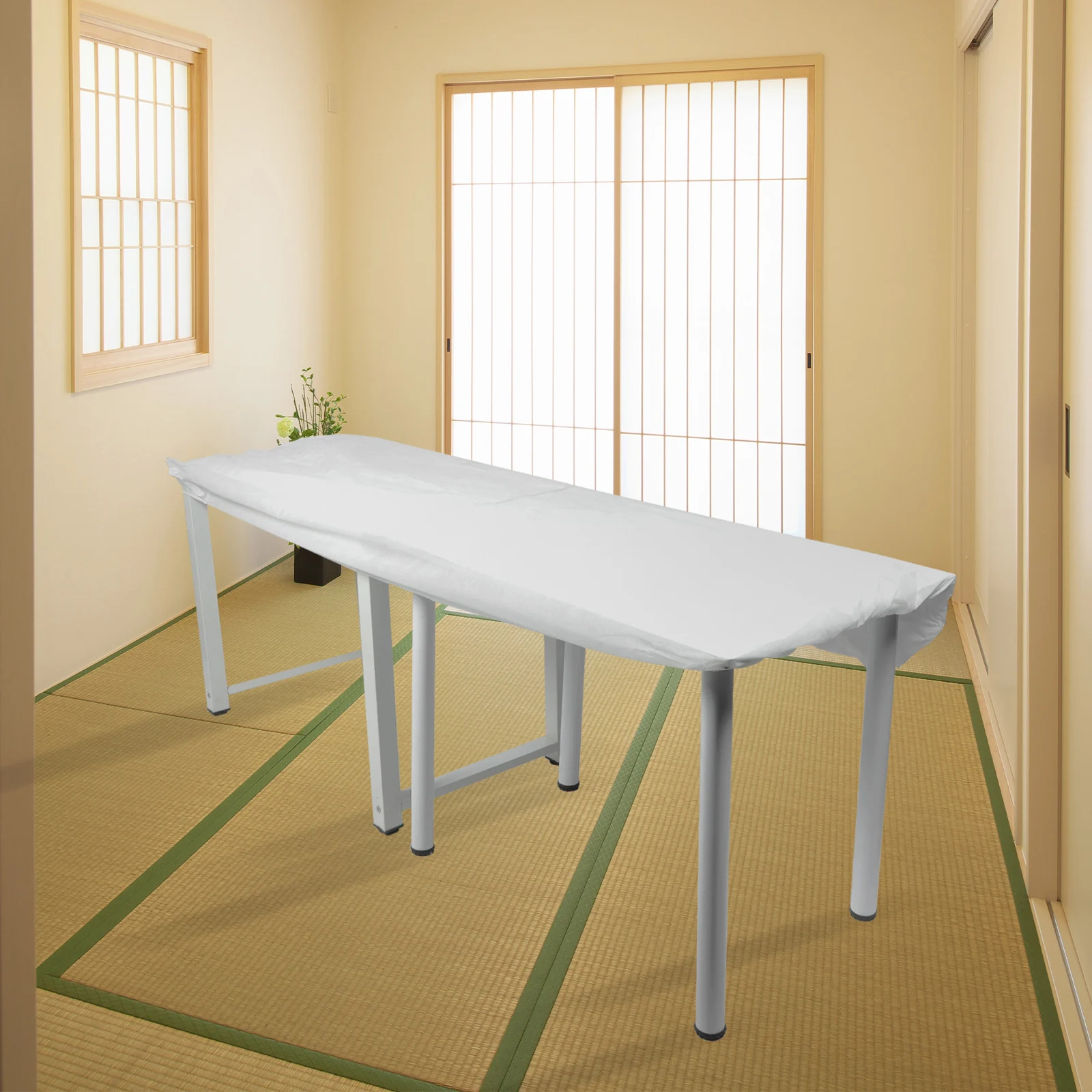 

10pcs Waterproof Bedsheet Disposable Foldable White Salon Bed Cover Massage Spa Beauty Supply PE Film Non Woven Temporary Travel