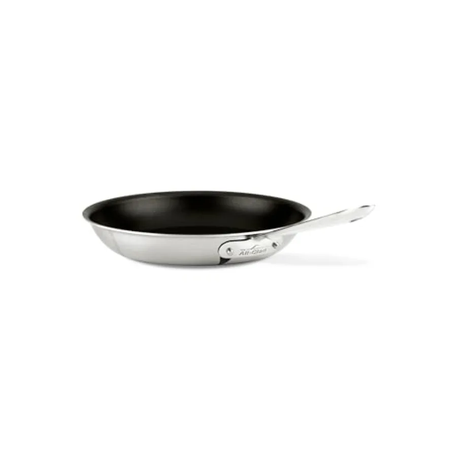 

D5 10 Inch Brushed Stainless Steel Pro Non Stick Frying pan, 5-Ply Stainless Steel Pan, Induction, Oven Broiler Safe 500F, Panc