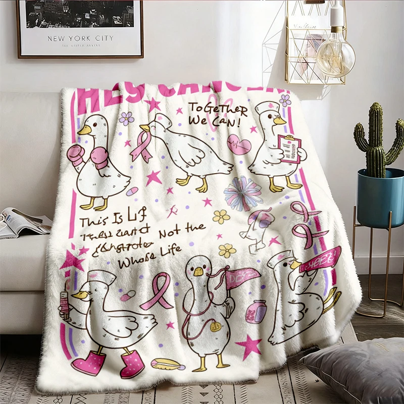 Hey Cancer  Flannel Blanket, Funny Goose Breast Cancer Support, We Wear Pink, Cancer Survivor Gift, Pink