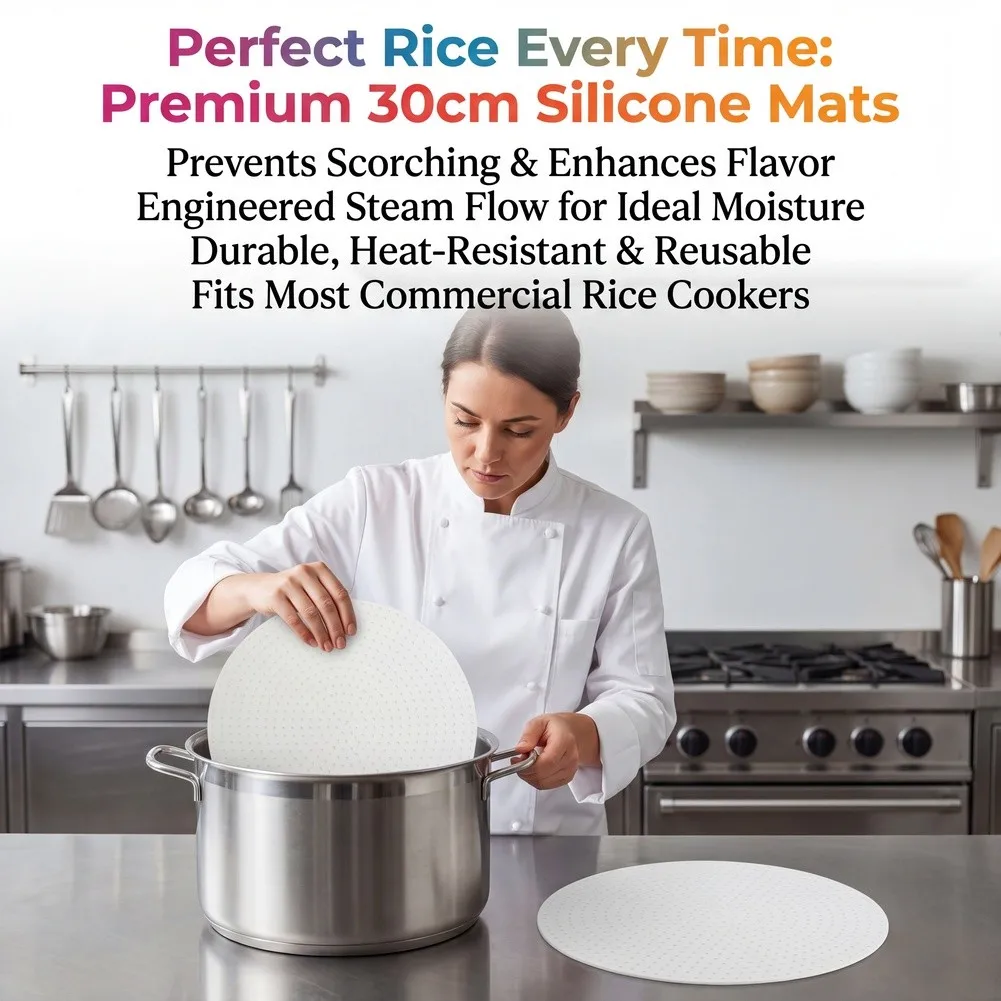 2pcs 30cm Silicone Anti Scorch Mats Compatible with Most For Commercial Rice Cookers Non Absorbent Steam Regulating