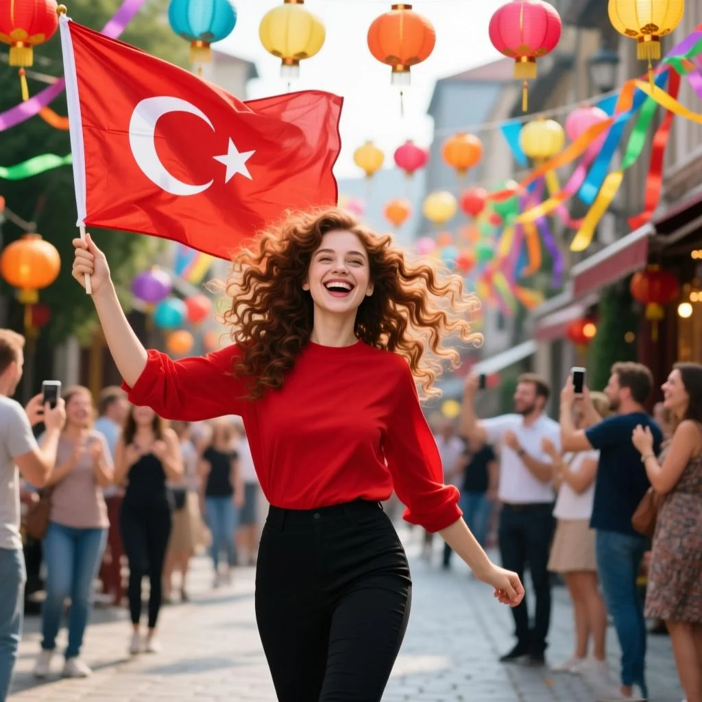 Turkey Flag Banner Hanging Turkish National Flags for Decorations Events Parties - Durable Material