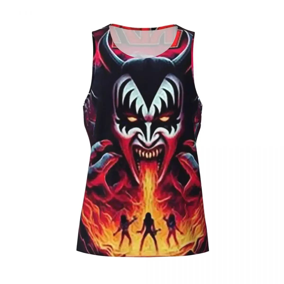 Quick Dry KISS The Band Demon Red Rock Music Gym Tank Muscle Sleeveless Shirt Bodybuilding Breathable Vest