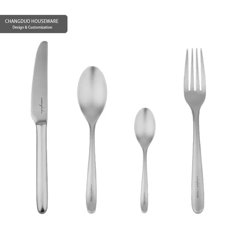 4pcs Luxury 304 Stainless Steel Flatware Retro Classical Matte Cutlery Fork Knife Spoon Tableware Dinnerware Set for Home Dinner