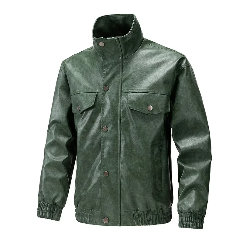 

New Retro High Street Versatile Couple Motorcycle Fashionable Breathable Coat Winter Men Handsome Trendy Leather Jacket Comfort