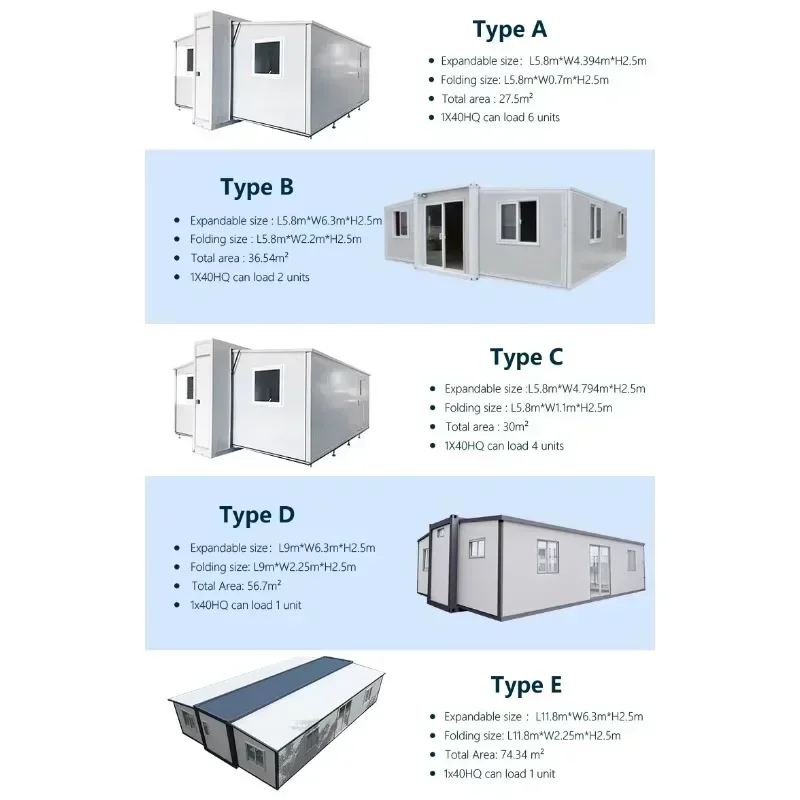 40 ft 20ft Folding Expandable Container House 3 Bedroom Prefabrication Folding Tiny House Modular Home Expandable Container Home