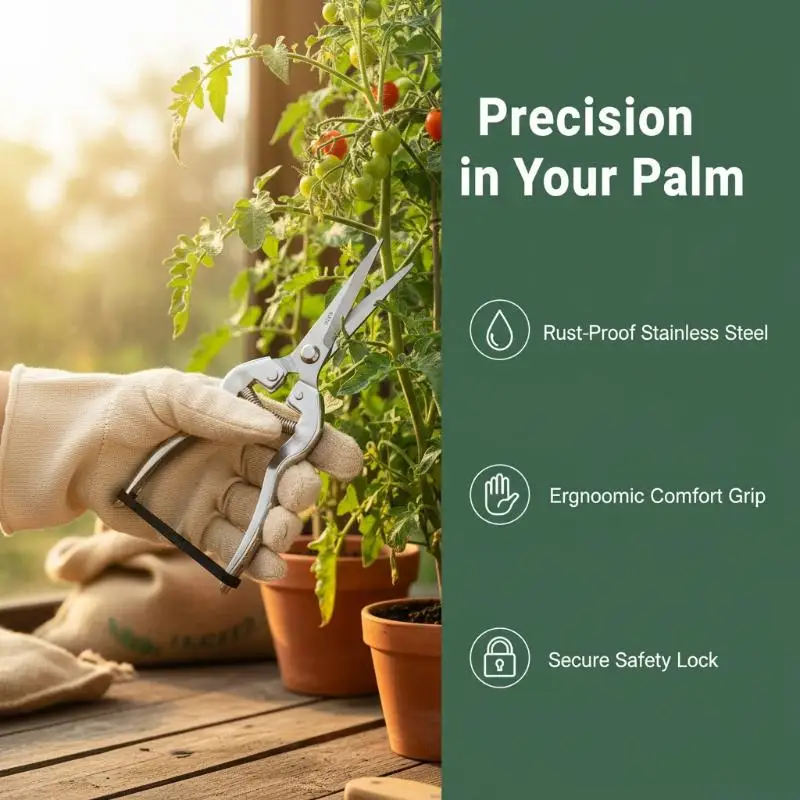 Labor Saving Stainless Steel Pruning Shears Sharp Precision Blades Non-slip Handles for Garden Tree Branch Cutting