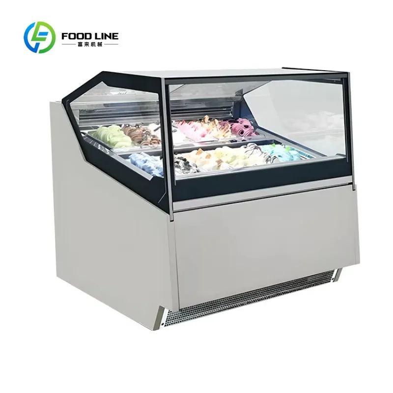 Customized Ice Cream Display Cabinet Commercial Ice Cream Display Chiller Gelato Freezer Showcase