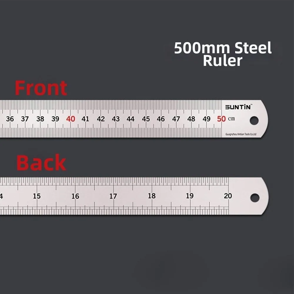 50cm Edelstahl-Lineal Hochtemperatur-Gehärtetes 5mm Dickes Stahllineal Ohne Biegung Silbernes Lineal