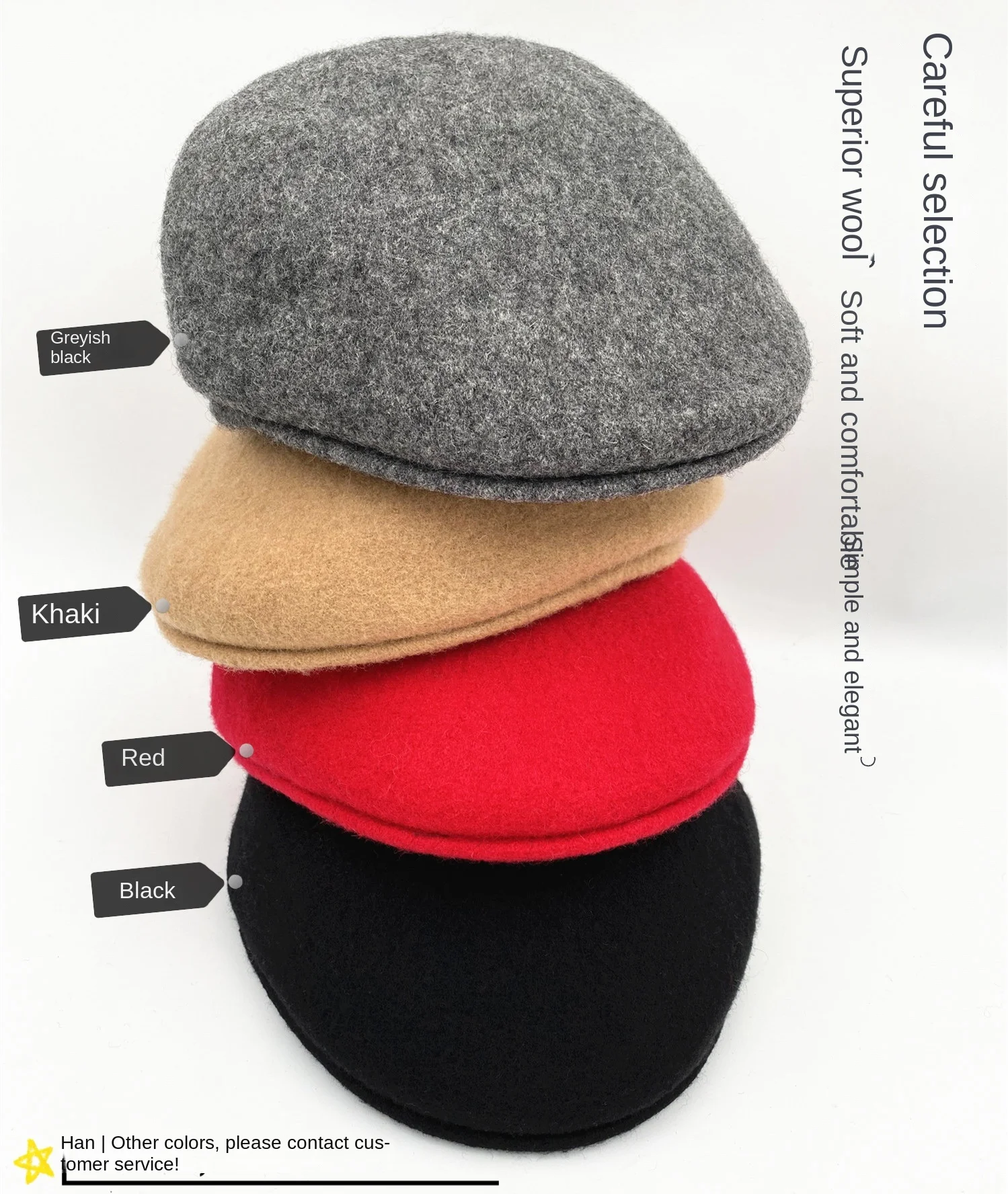 Neue Ankunft Männer Frauen Caps Baskenmütze Mädchen Casquettet Französisch Künstler Wolle Beanie Hut Vintage Plain Elegante Hotsales – Detail 6