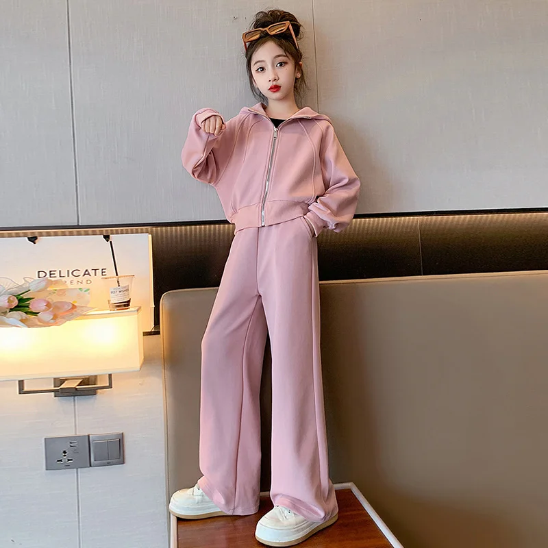 

Girls Coat +Pants Kids Suits 2PCS/Set Cotton 2024 Retro Spring Autumn Cotton Tracksuit Sport Suits Children Clothing