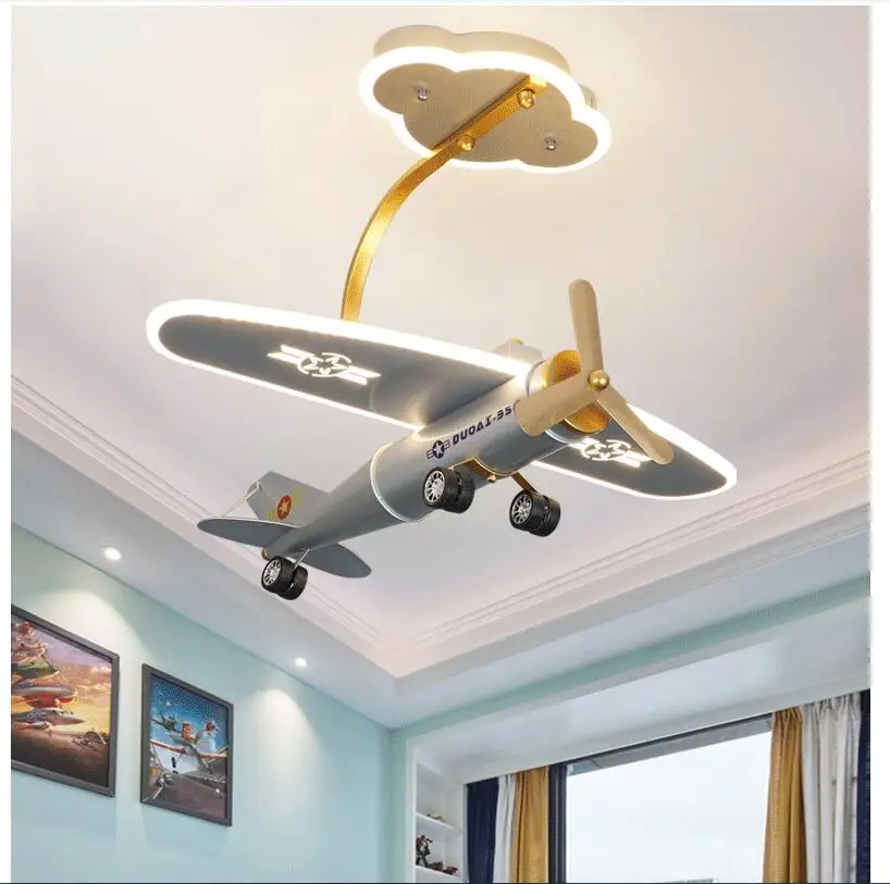 

Modern Silver Children Lights Children Ceiling Lamp Plane Design Decora Bedroom Light E27 110V 220V Remote Controller Included