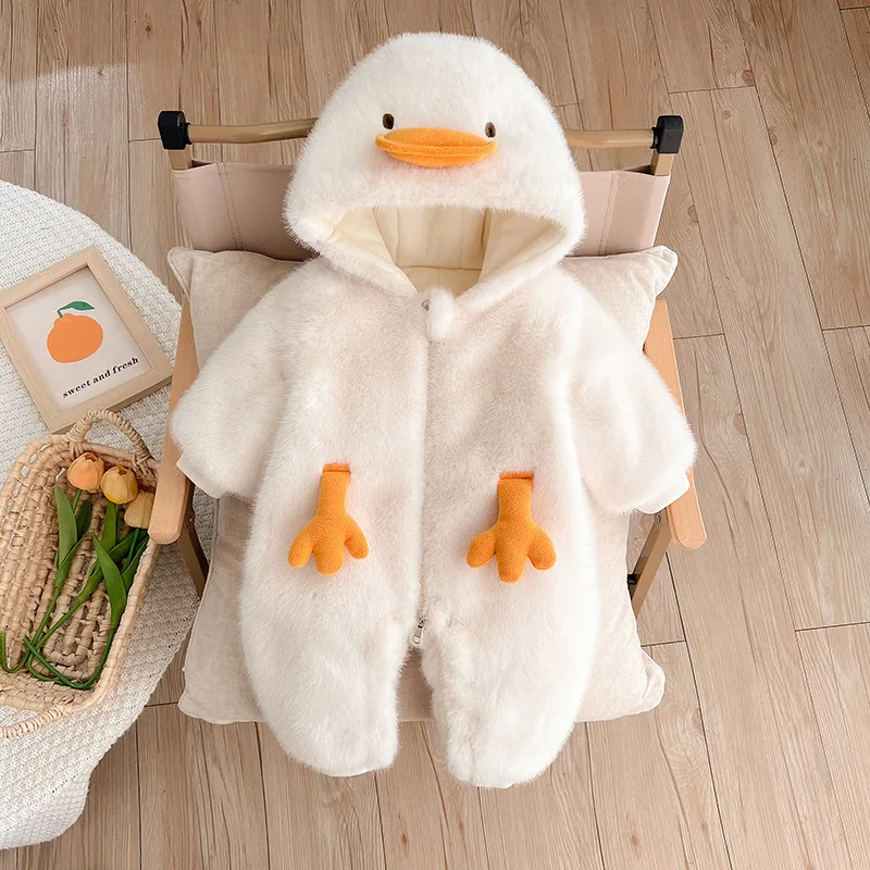 Baby Clothes 2026 New Fall Animal Duck Romper Cute Cartoon Baby Boy Bodysuit Class A Cotton Onesie Romper