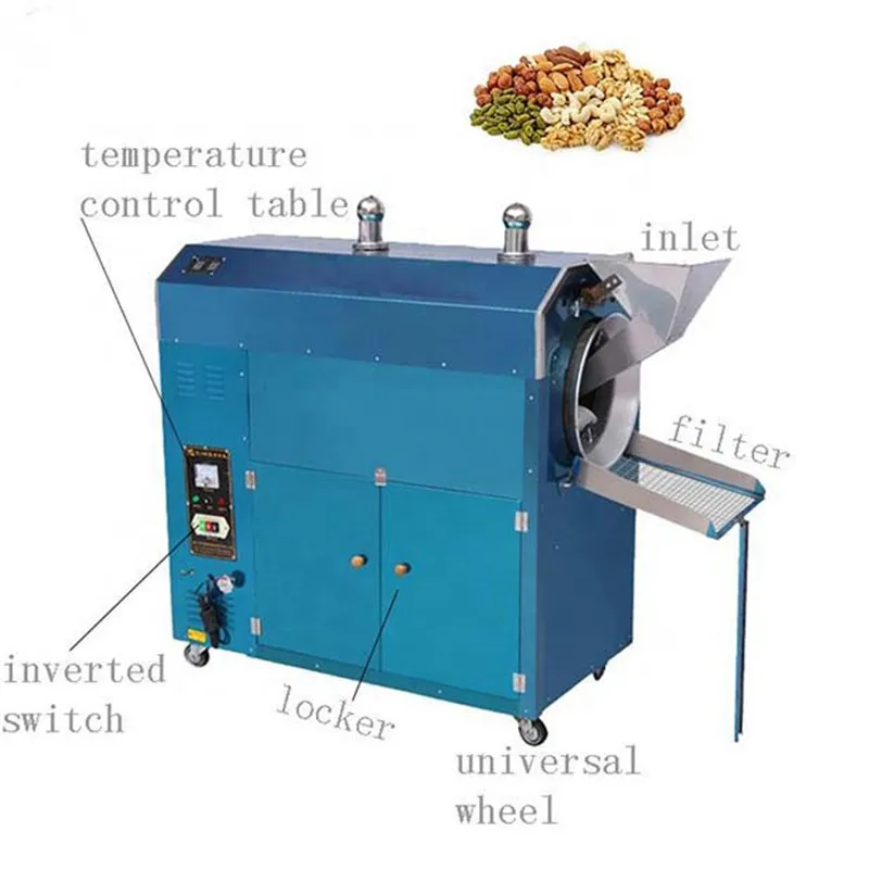 Small Nut Coffee Bean Roasting Roaster Machine Price Peeling Almond Machine Process Cashew Nuts Machine Roasting Seeds Sun