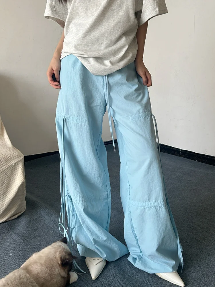 Pantaloni a gamba larga a vita alta Street Sle Pantaloni lunghi larghi da donna Jazz Sa Functionali Abbigliamento da lavoro hip-hop alla moda Bla