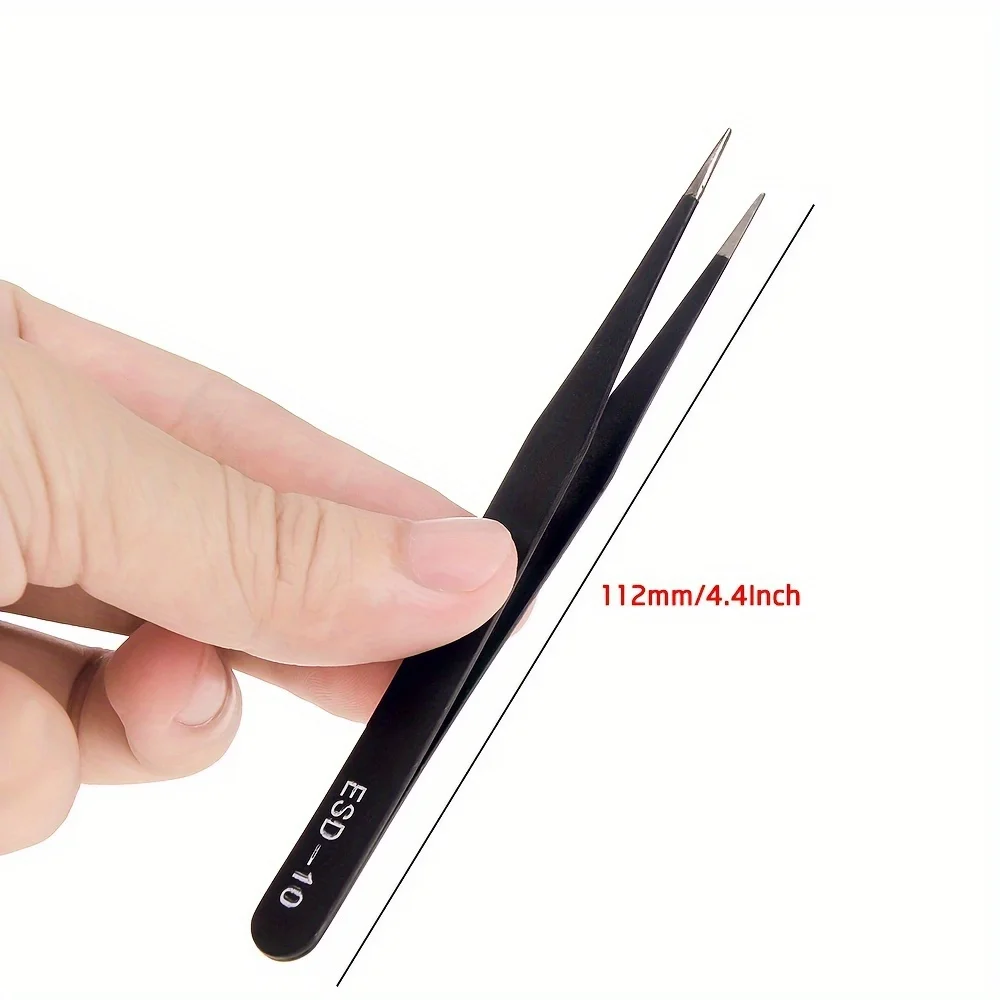 Anti-static ESD Stainless Steel Tweezers Maintenance Tool Industrial Precision Curved Straight Tweezers Repair Tools Set