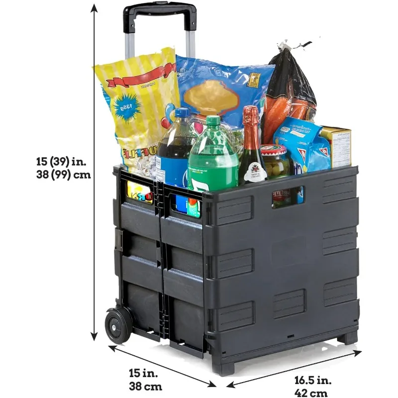 Collapsible Ultra-Slim Pack-N-Roll, 2 Wheel Utility Cart , With Telescopic Handle - Super Strong up to 80 Lbs Load Capacity