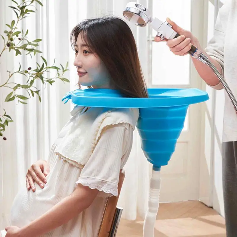 

Foldable Shampoo Bowl Adjustable Neck Strap Hair Washing Basin Care Shampoo Sink for Hair Salon Pregnant Women Elderly Children