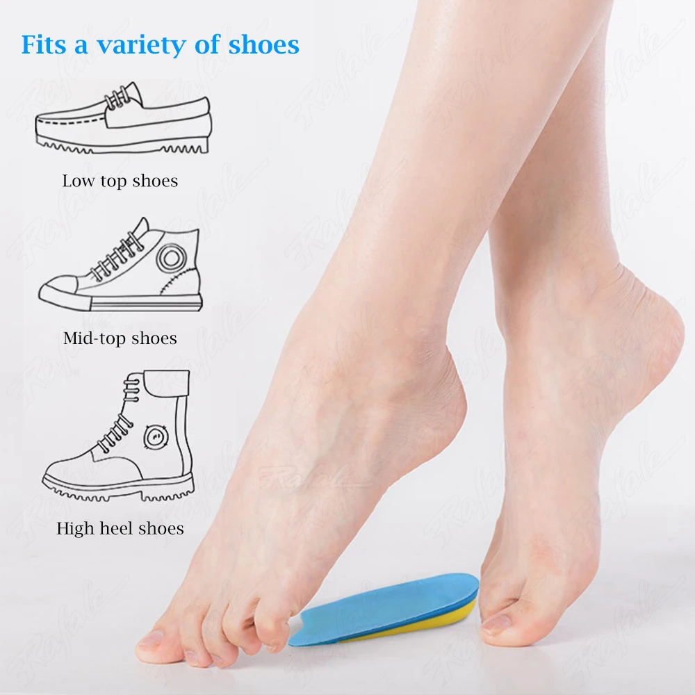 UPAKME-plantillas de Gel de silicona para fascitis Plantar, almohadillas masajeadoras de medio talón, dolor de pies, inserciones Unisex