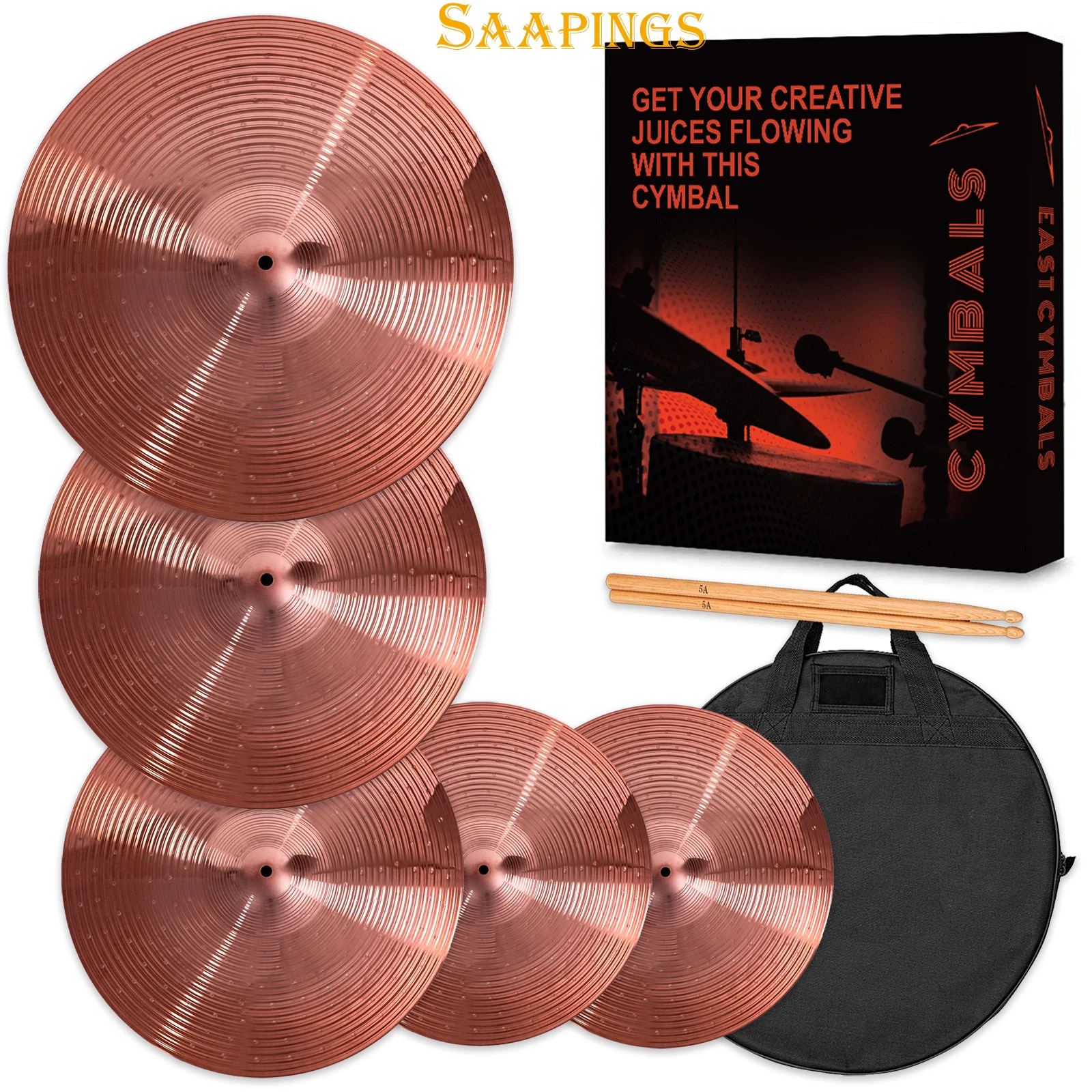 

Cymbal Pack, Cymbal Set 14''/16''/18''/20'' (5 Pcs) | FREE Cymbal Bag