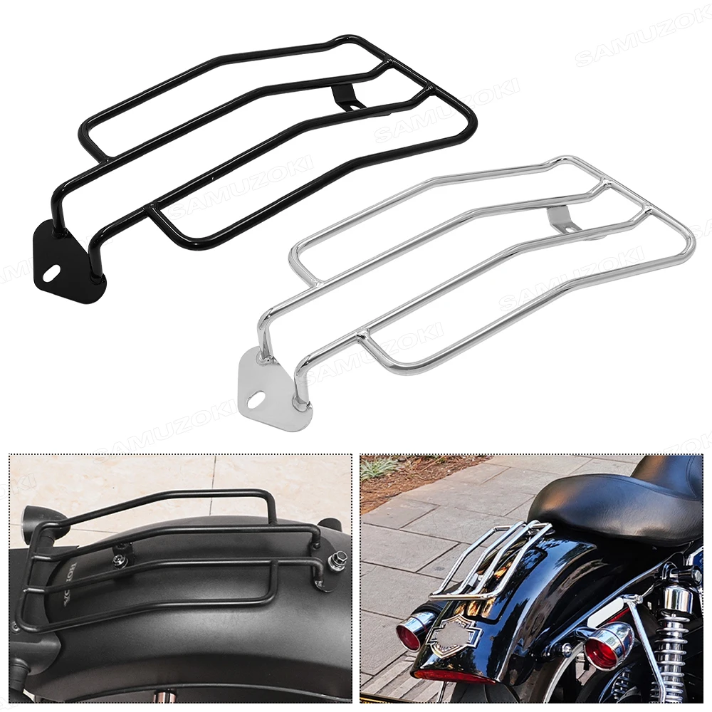 Motorcycle Black / Chrome Rear Solo Seat Luggage Rack Carrier For Honda Shadow Aero 750 2004
