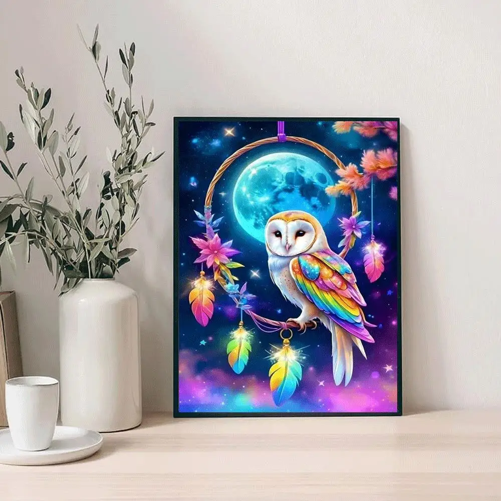 Huacan 5D الماس اللوحة الكاملة كريستال فسيفساء البومة زاك التطريز صورة الحيوان حجر الراين ديكور المنزل هدية