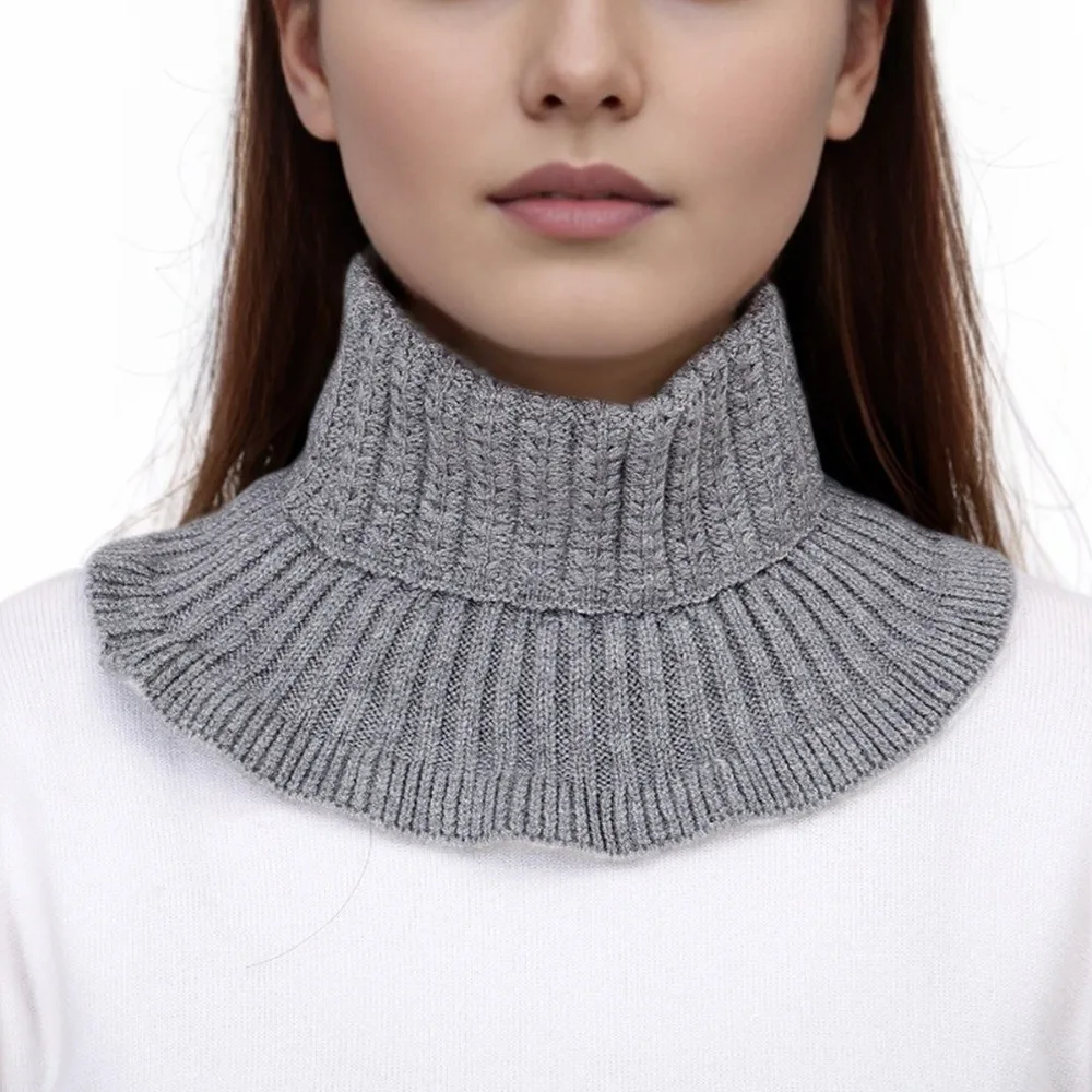 New Knit Turtleneck Dickey Collar Solid High Neck Knitted Neck Warmer Warm Layering Pullover Faux Sweater Collar For Women