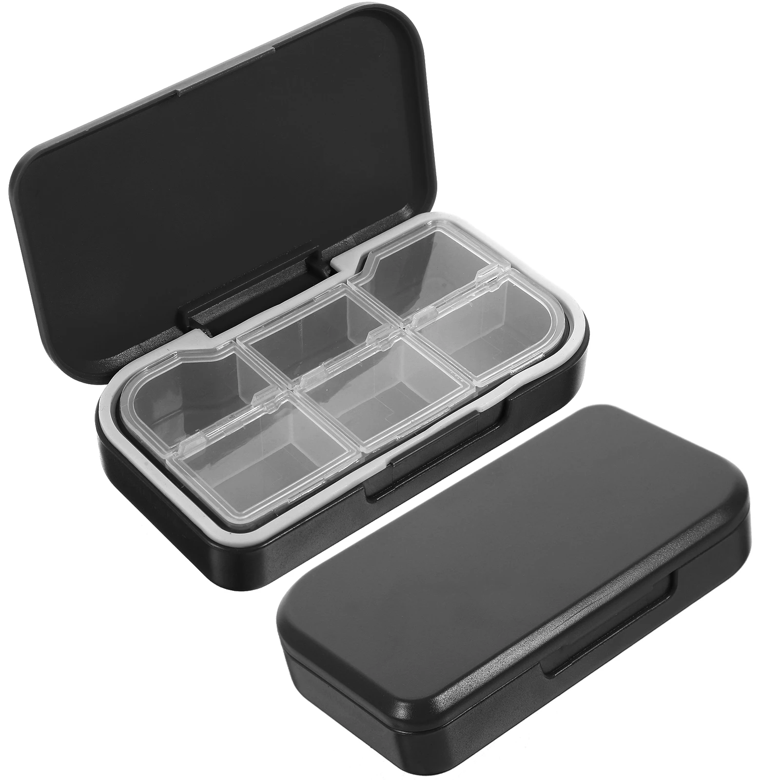 

2pcs Organizer Case ABS+PP Portable 6 Compartments Medicine Daily Travel Pill Storage Dispenser Household for Easy