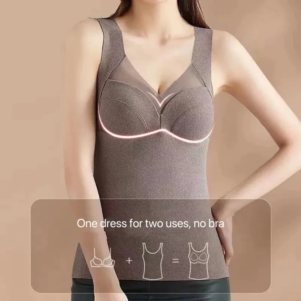 1pcs Woman Thermal Underwear Autumn WinterThermo Lingerie Soft Warm Top Wear Thermo Vest Undershirt With Bra Padded