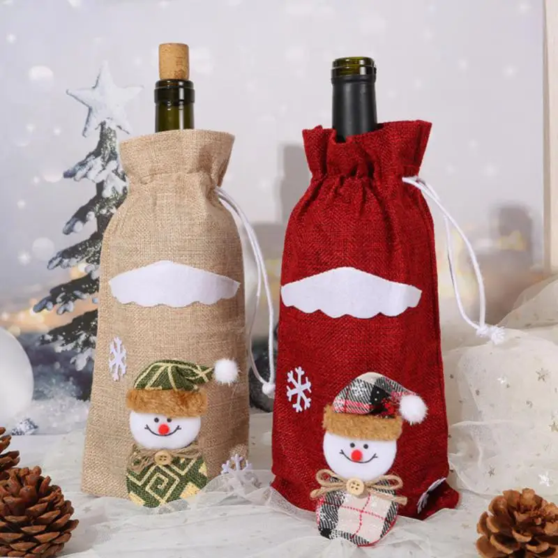 Christmas Wine Bottle Cover Merry Christmas Decorations For Home 2022 Christmas Ornament New Year 2023 Xmas Navidad Gifts